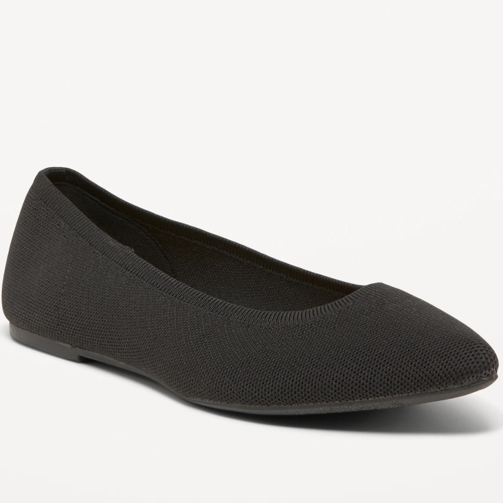 Old Navy Soft-Knit Pointed-Toe Ballet Flats for Women in Blackjack l Quilted Bed